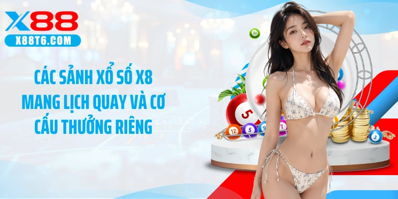 Các sảnh xổ số X8 mang lịch quay và cơ cấu thưởng riêng