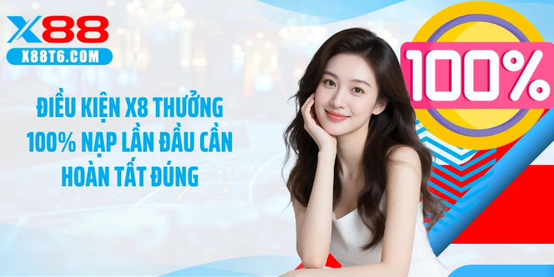 Điều kiện X8 thưởng 100% nạp lần đầu cần hoàn tất đúng